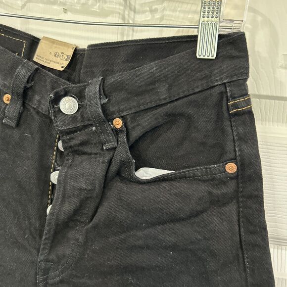 Levi's Men's 29 Black 501 Denim Shorts 9" inseam Button Fly Skater Grunge Irreg - Picture 3 of 8